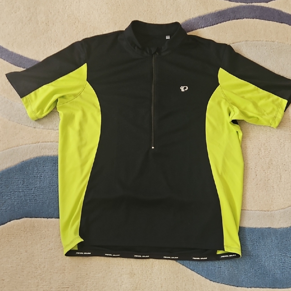 Pearl Izumi Select Black and Lime Short-Sleeve Cycling Jersey Mens L, EUC